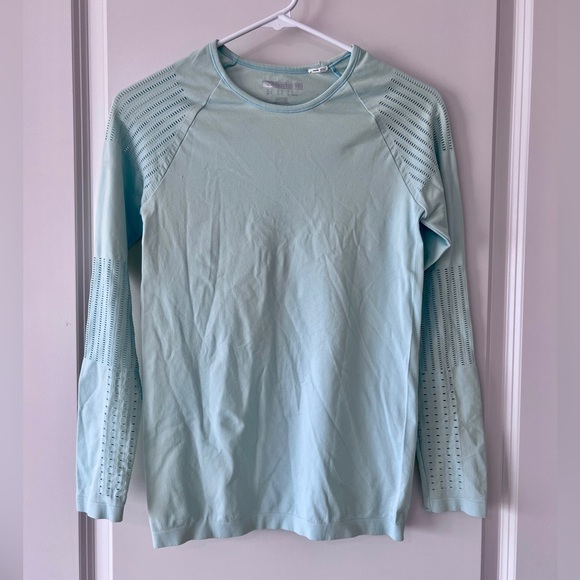 Forever 21 Blue/Green Long Sleeve Ribbed Workout Top - Picture 1 of 7